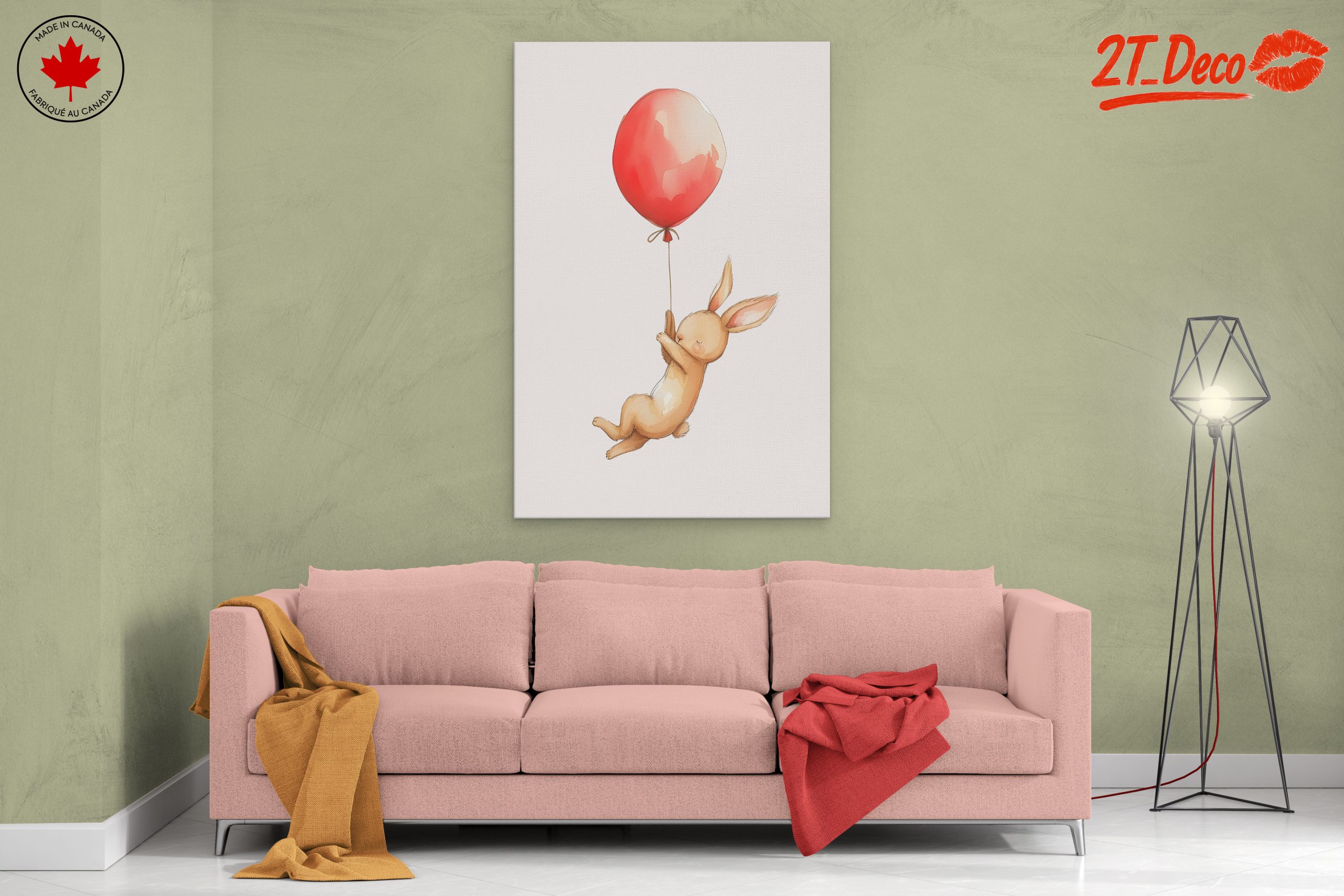 Adorable Rabbit Flying with Balloon Art - Image 2
