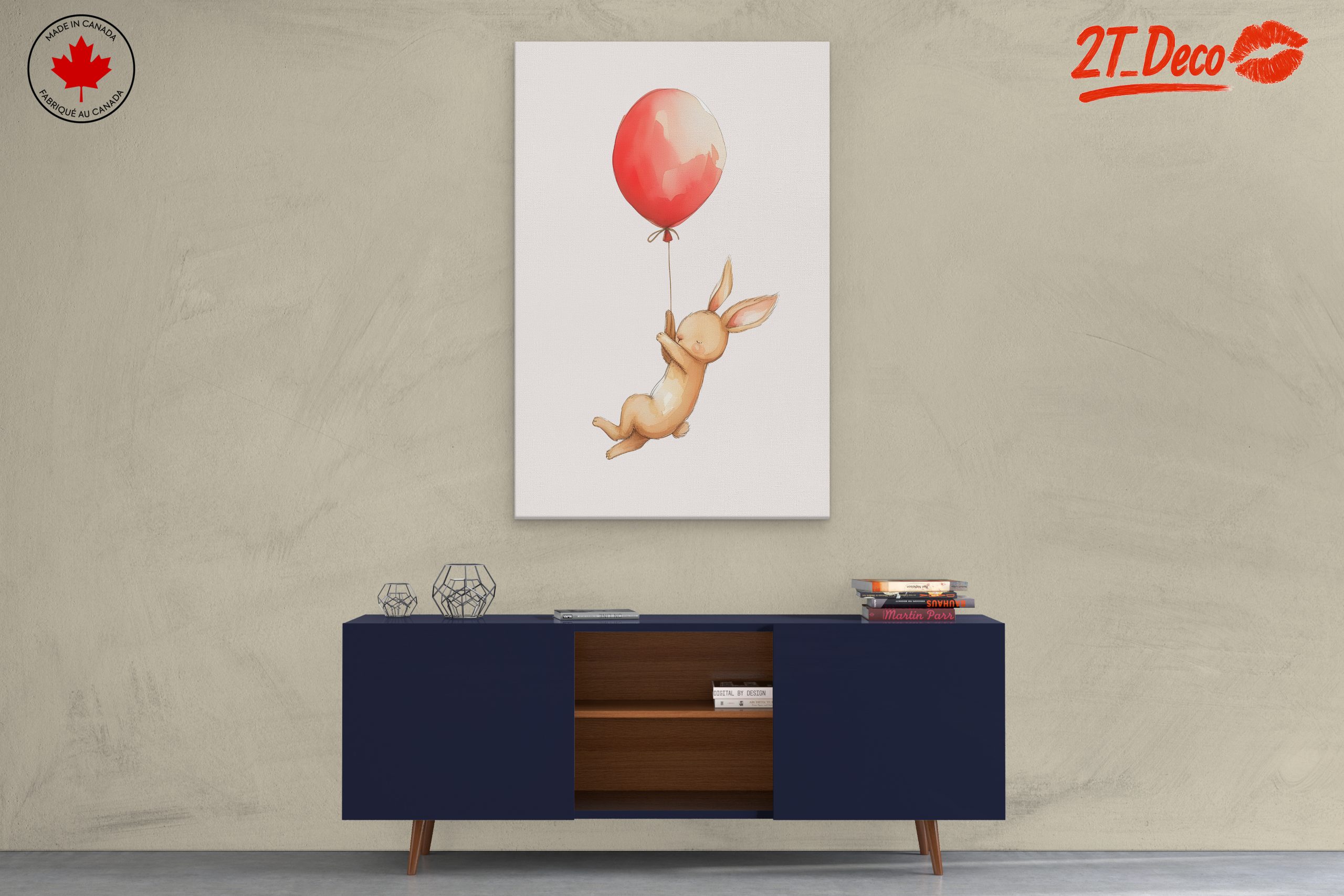Adorable Rabbit Flying with Balloon Art - Image 3