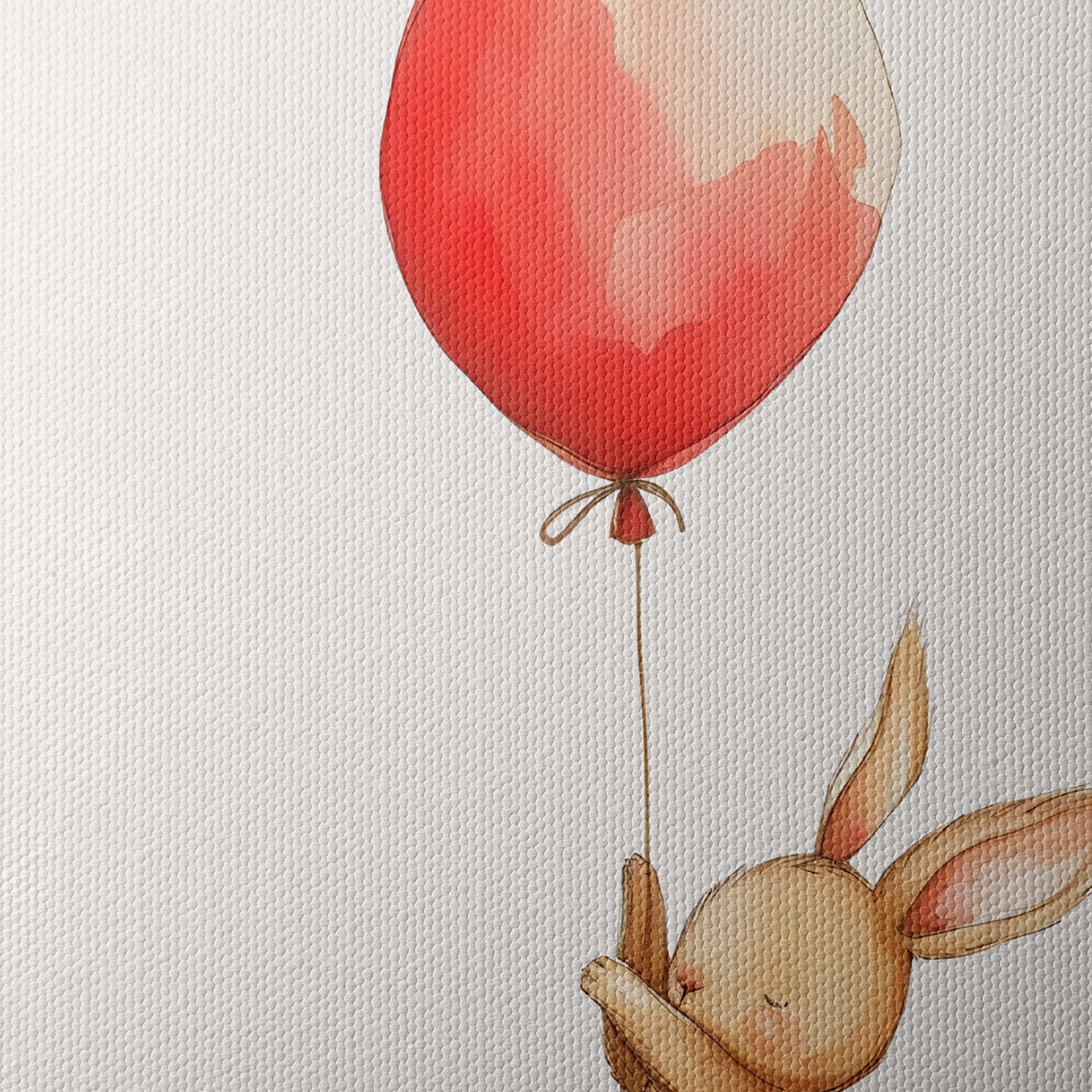 Adorable Rabbit Flying with Balloon Art - Image 4