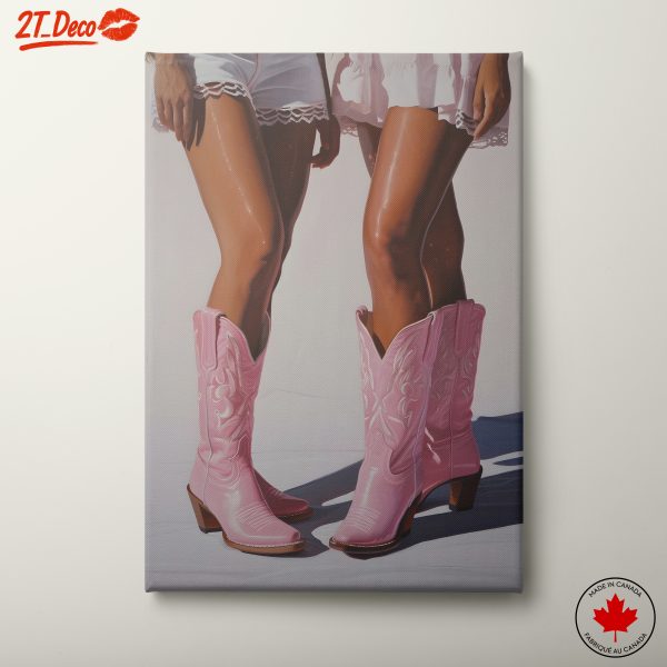Stylized Women in Pink Cowboy Boots