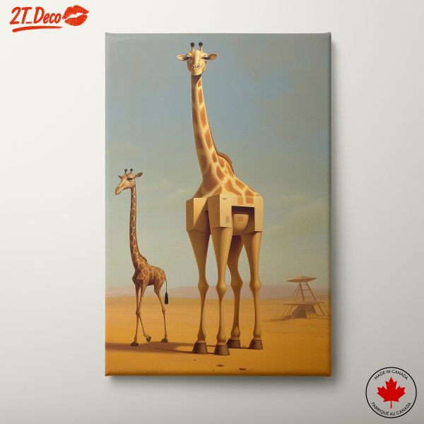 Stylized Giraffes in a Desert Landscape
