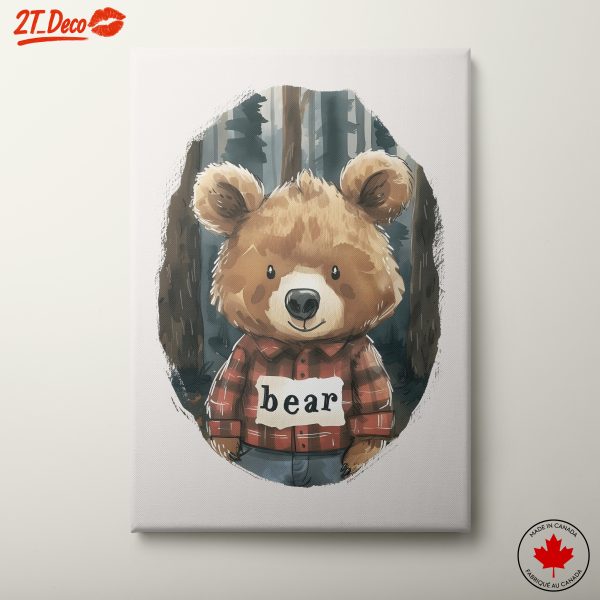 Charming Bear Character in Flannel Shirt