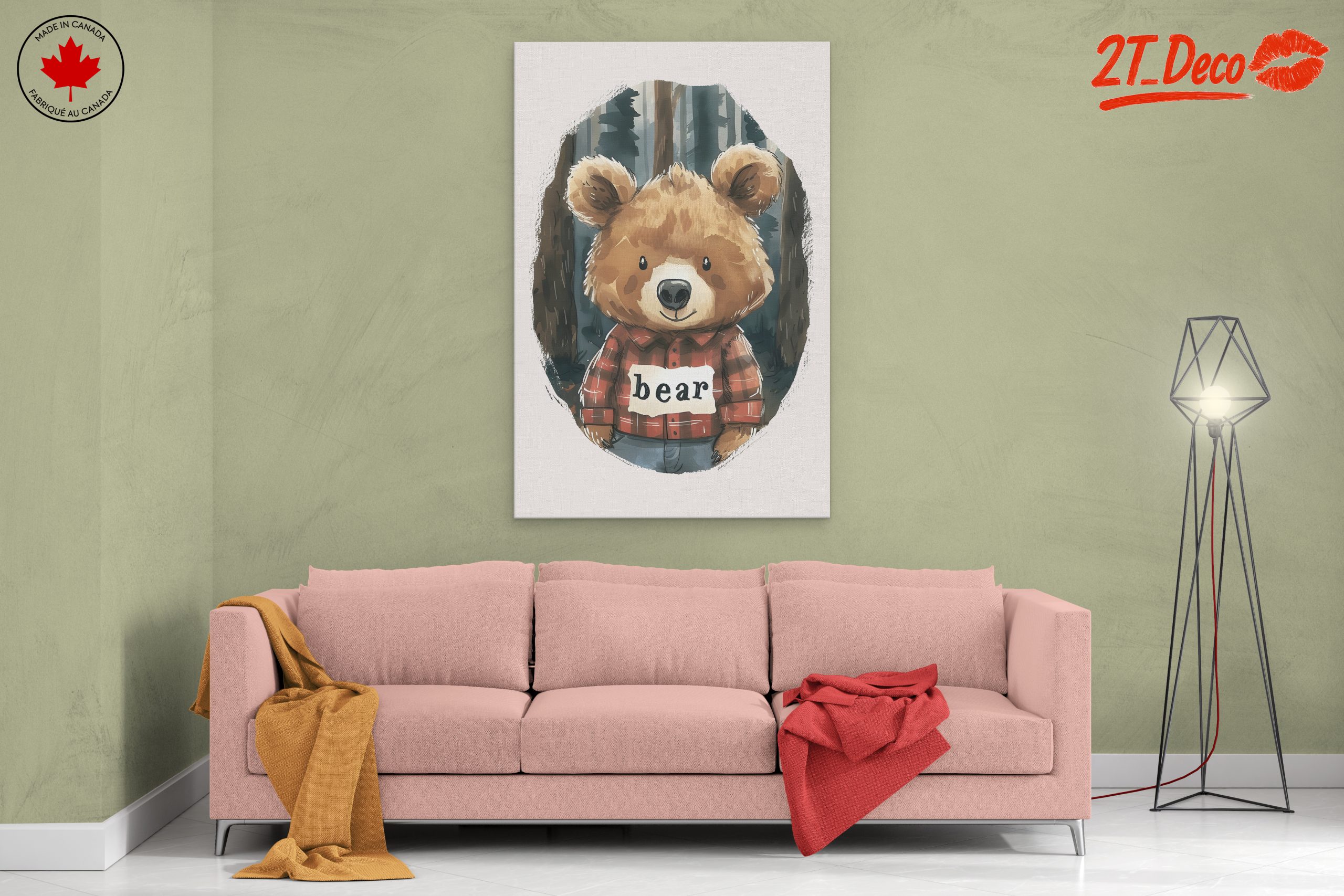 Charming Bear Character in Flannel Shirt - Image 2