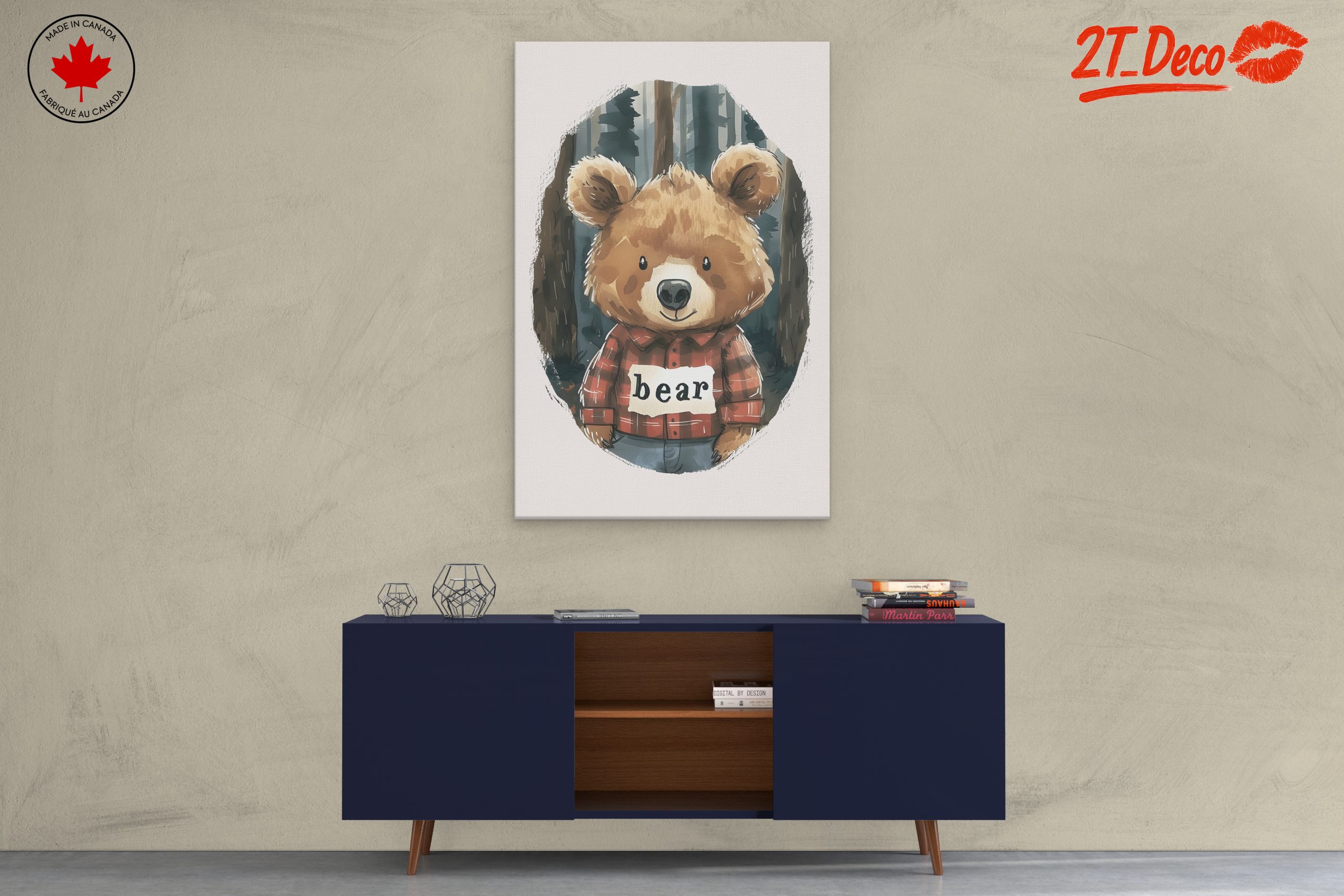 Charming Bear Character in Flannel Shirt - Image 3