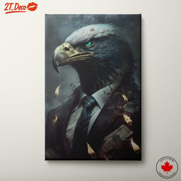 Stylized Eagle in Suit with Dollar Bills