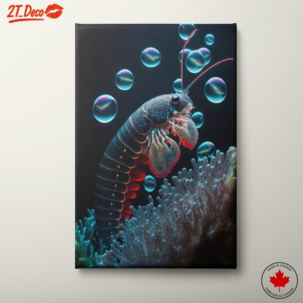 Colorful Abstract Marine Creature with Bubbles
