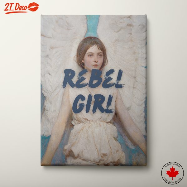 Rebel Girl Portrait with Angel Wings