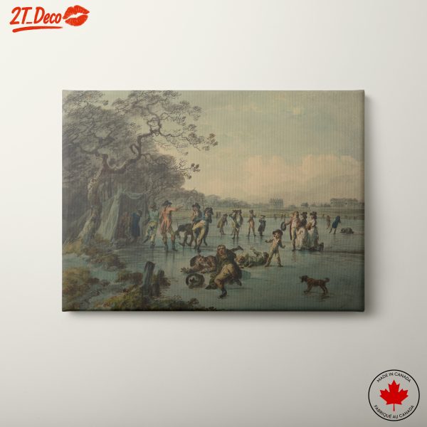 Winter Ice Skating Scene with Historical Characters