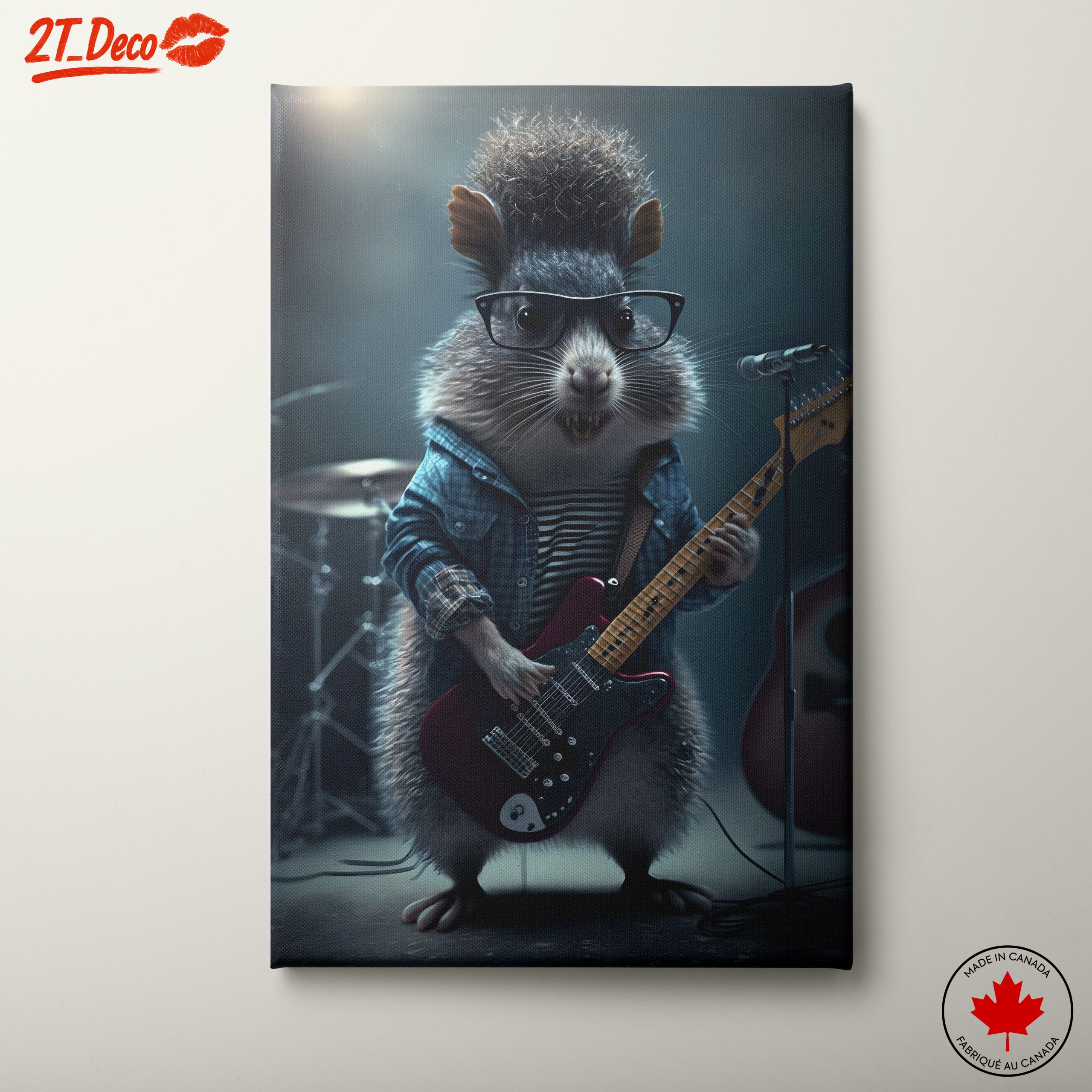 Whimsical Guitar Playing Animal Illustration