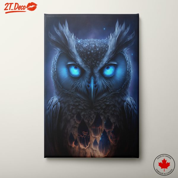 Mystical Owl Portrait with Glowing Eyes