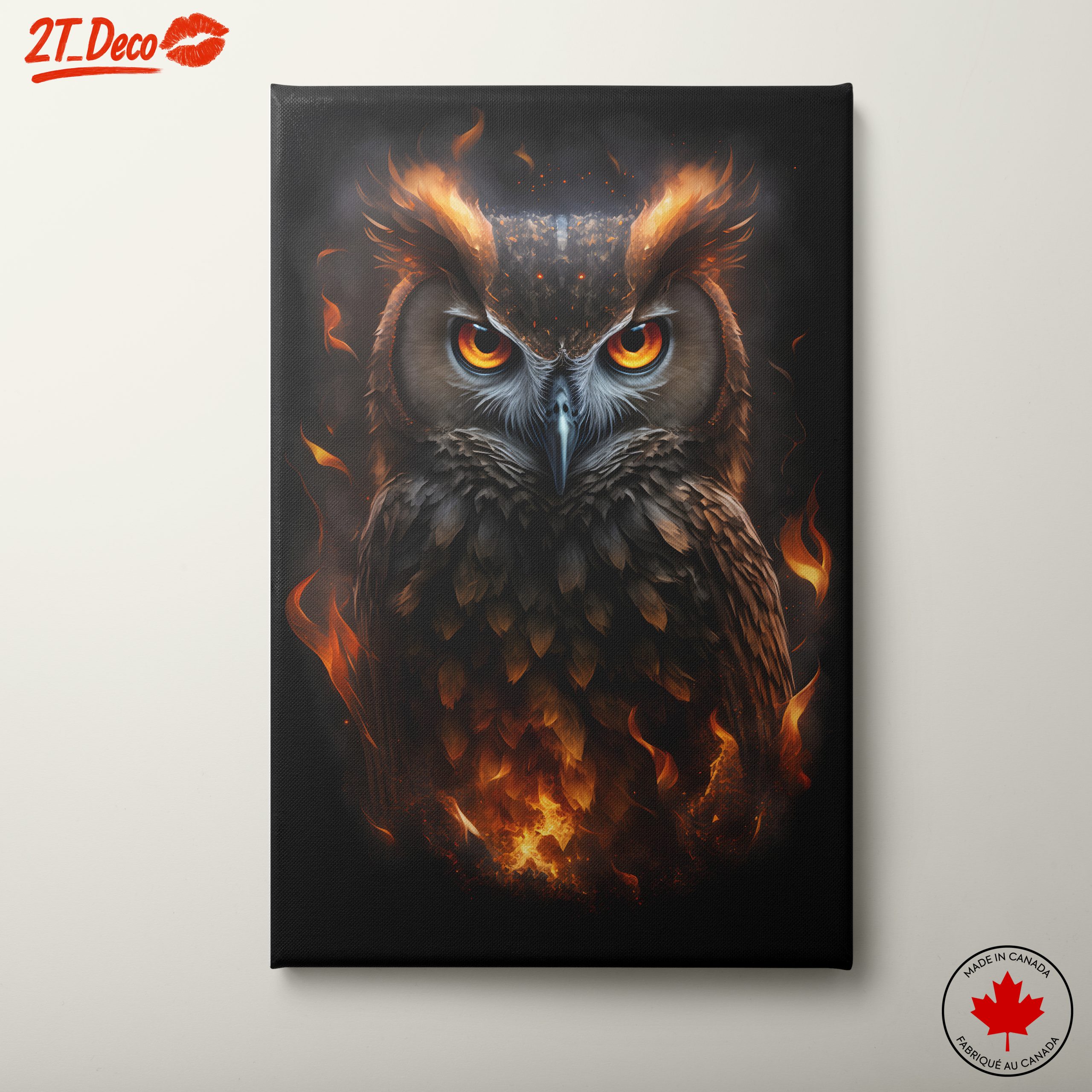 Dramatic Owl Art with Fiery Elements