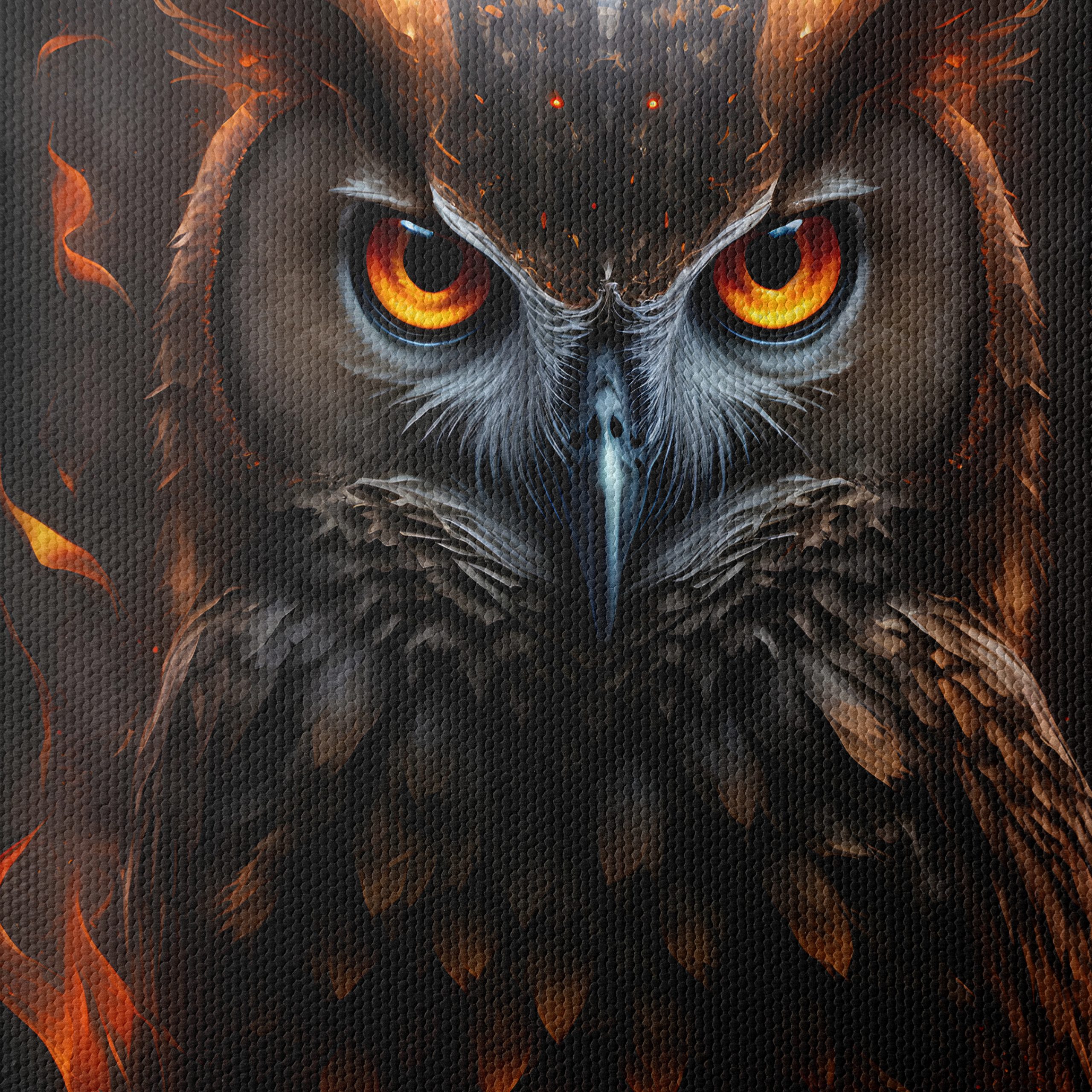 Dramatic Owl Art with Fiery Elements - Image 4