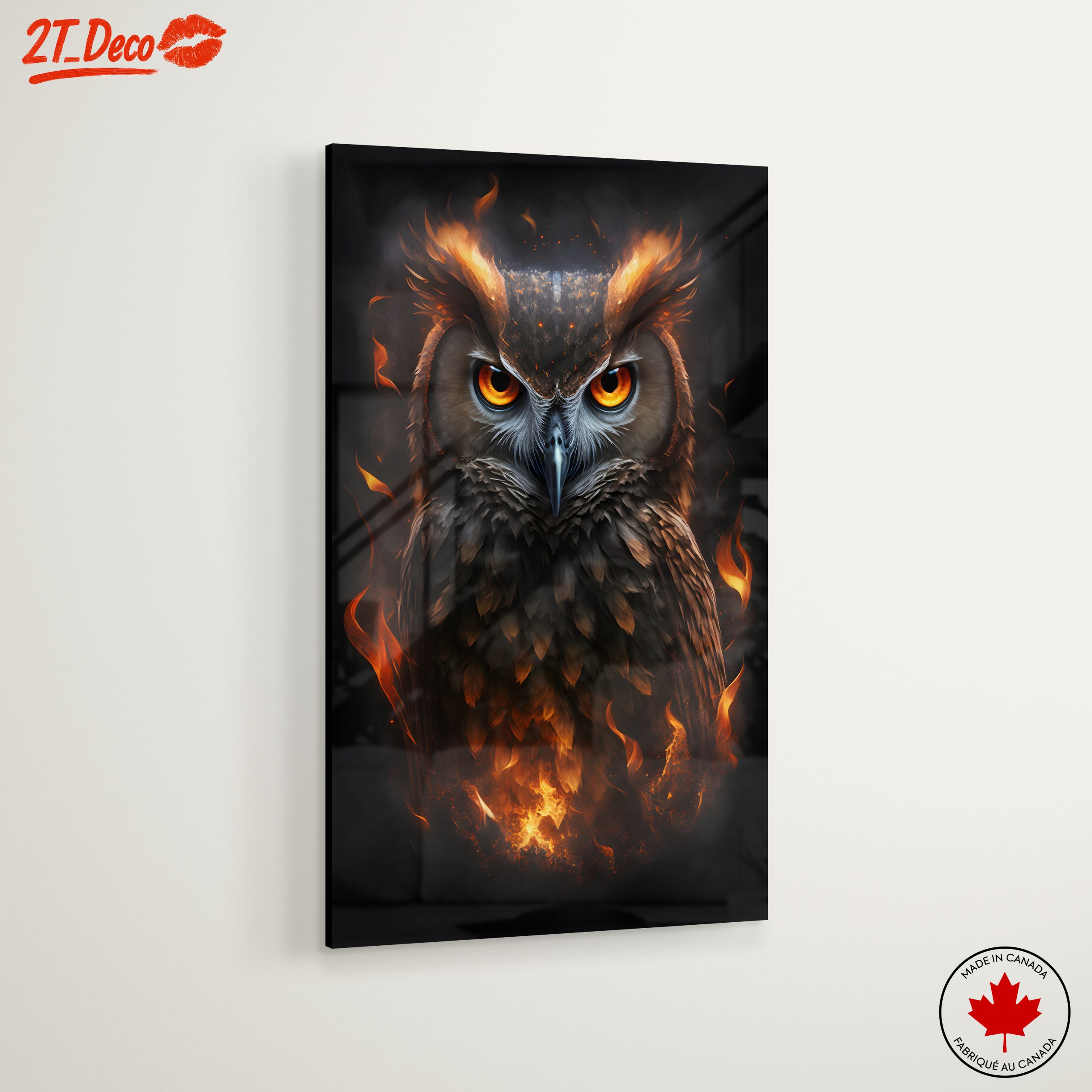 Dramatic Owl Art with Fiery Elements - Image 6