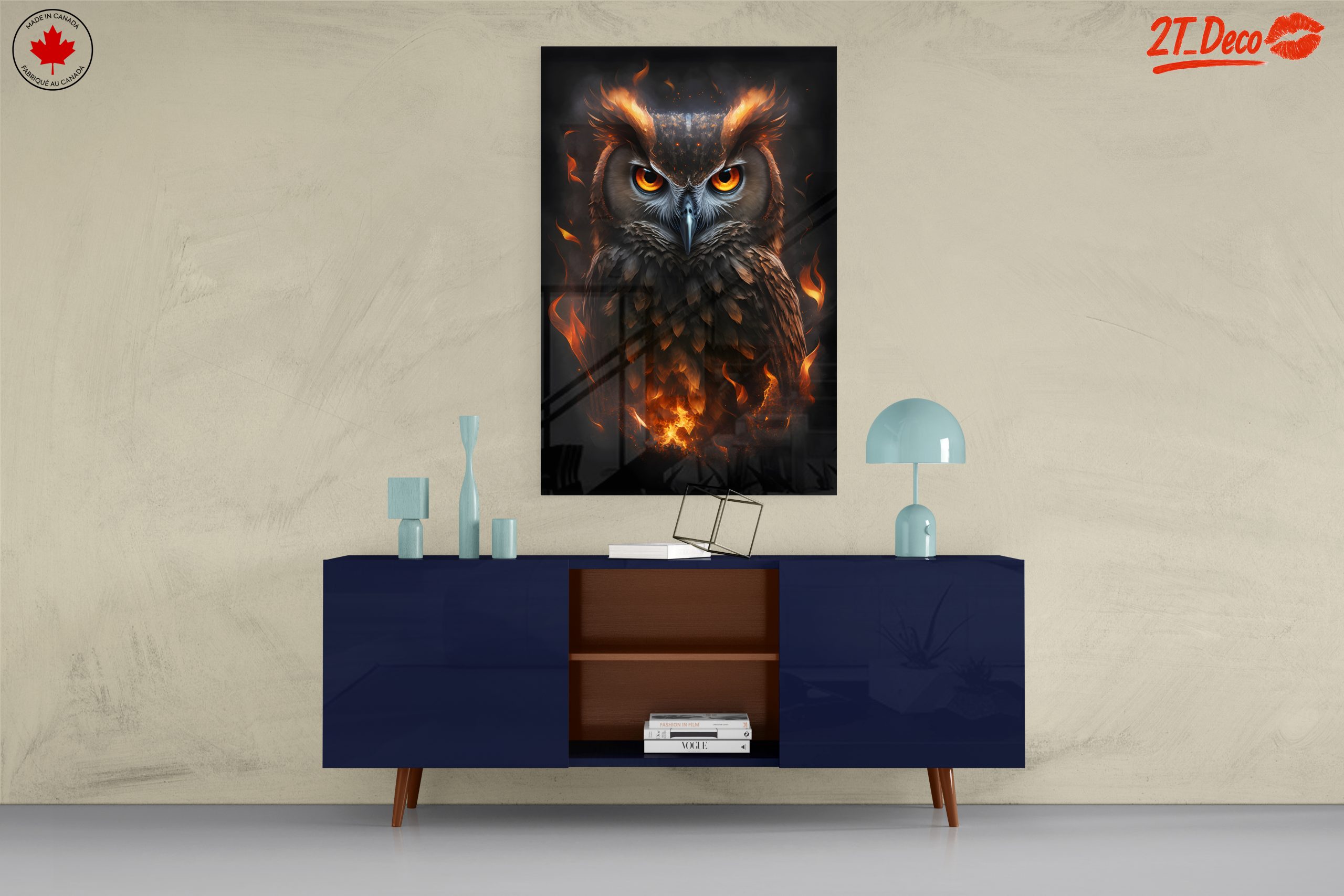 Dramatic Owl Art with Fiery Elements - Image 8