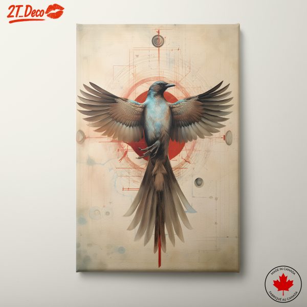 Majestic Bird Illustration with Geometric Elements