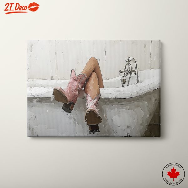 Stylized Female in Bathtub with Cowboy Boots