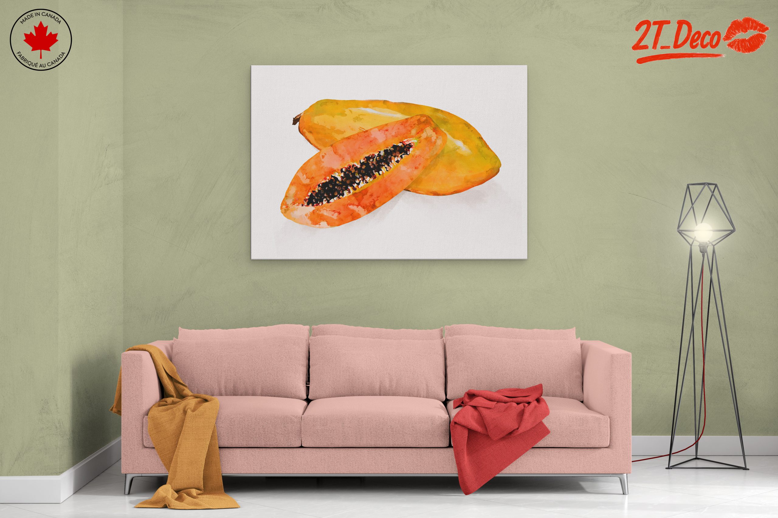Abstract Papaya Watercolor Art - Image 2