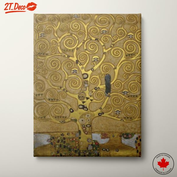 Stylized Tree Artwork with Gold Swirls