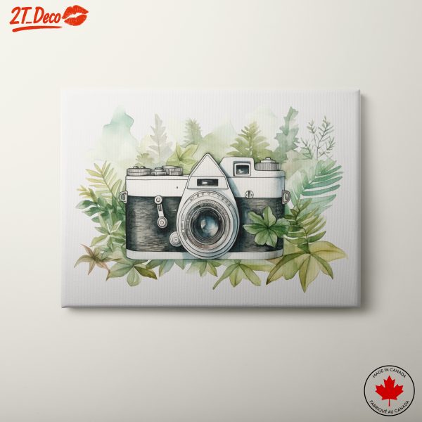 Vintage Camera Surrounded by Lush Greenery Art