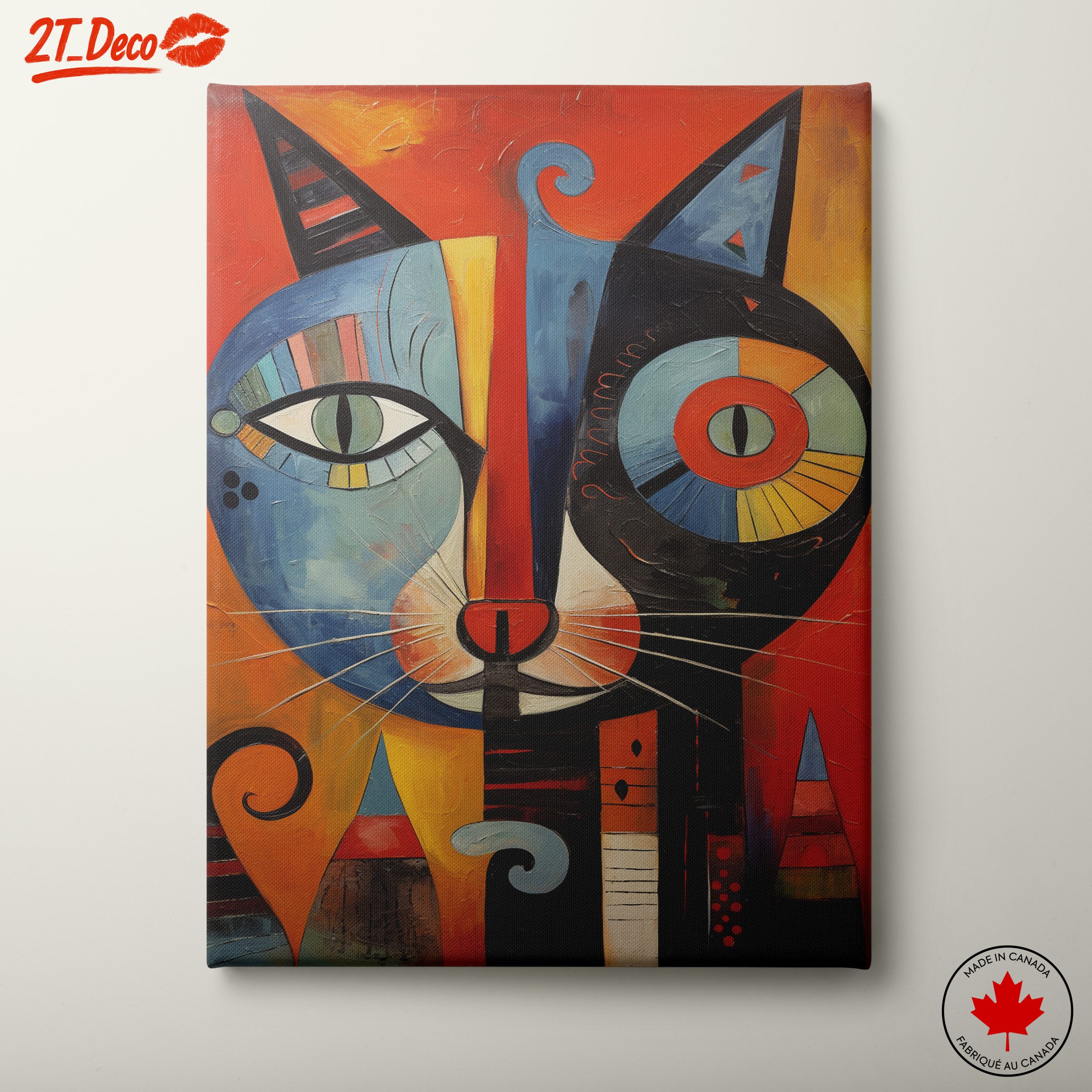 Stylized Colorful Cat Art