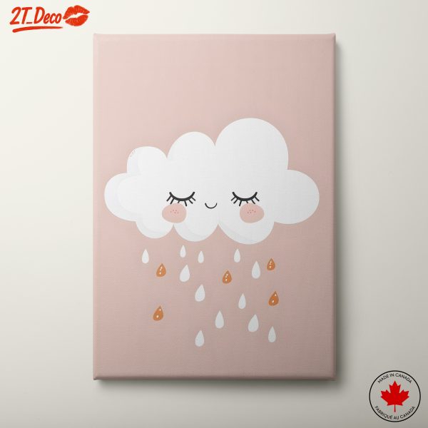 Happy Cloud Character with Raindrops