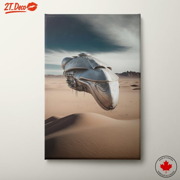 Futuristic Space Vessel in Desert Landscape