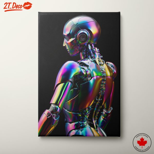 Futuristic Robot Art with Holographic Finish