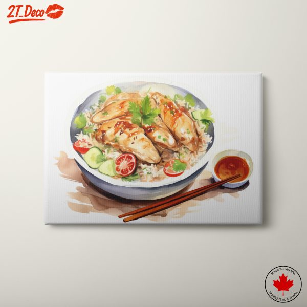 Stylized Abstract Food Art with Chicken and Rice