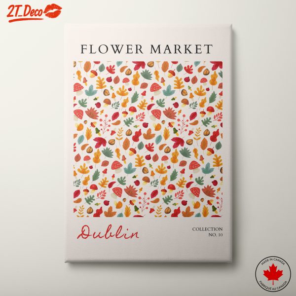 Flower Market Art with Colorful Leaves and Flowers