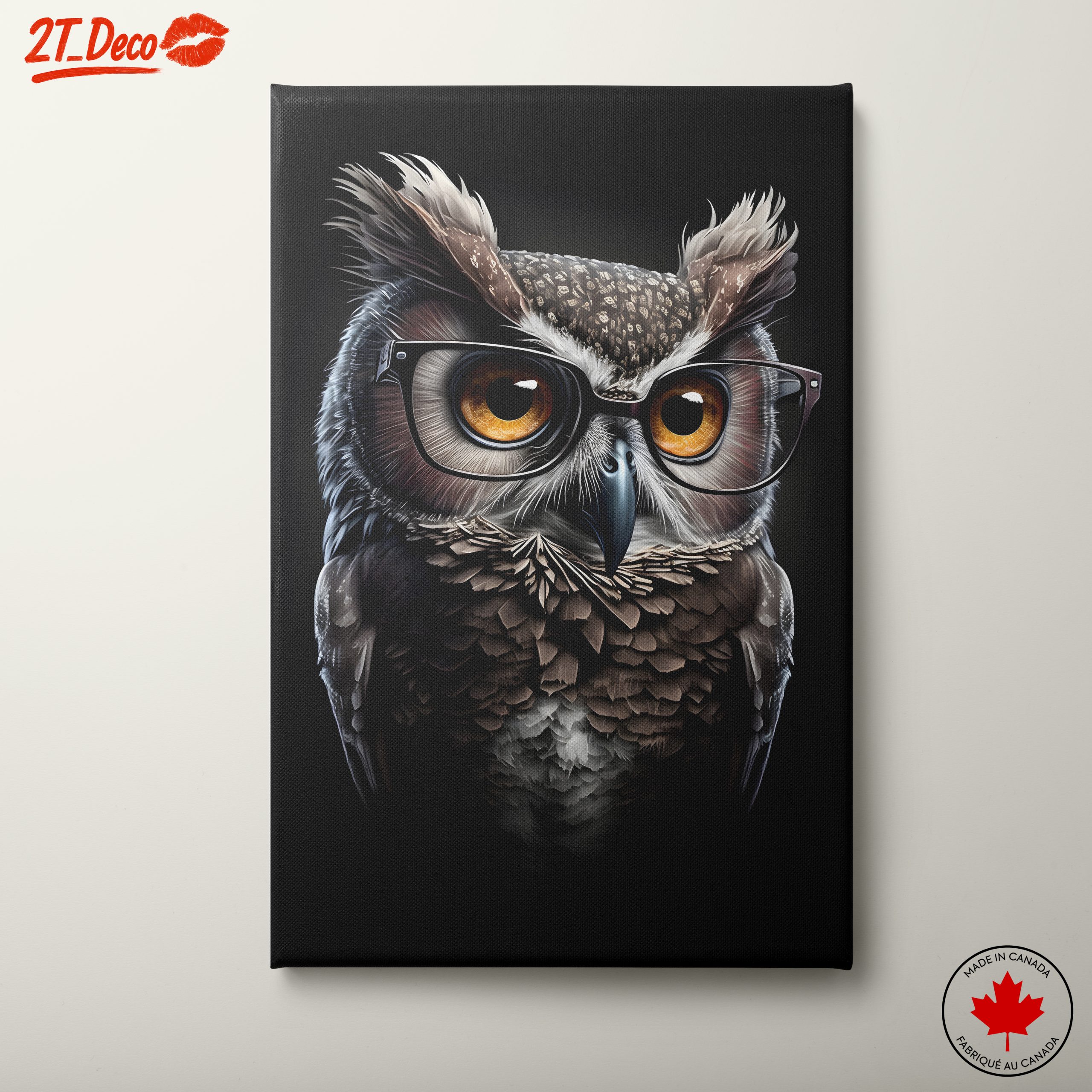 Whimsical Owl with Glasses Art