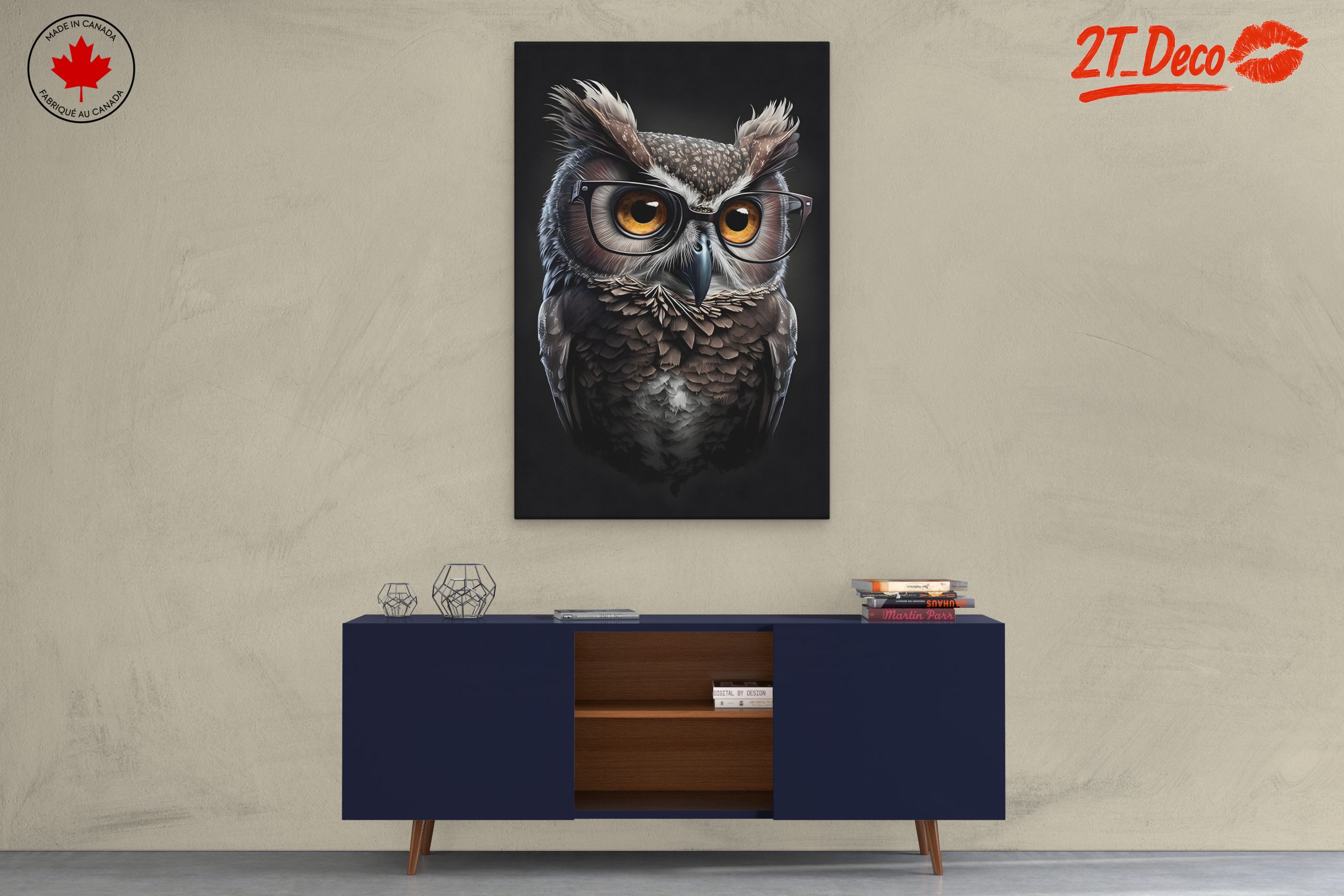 Whimsical Owl with Glasses Art - Image 3
