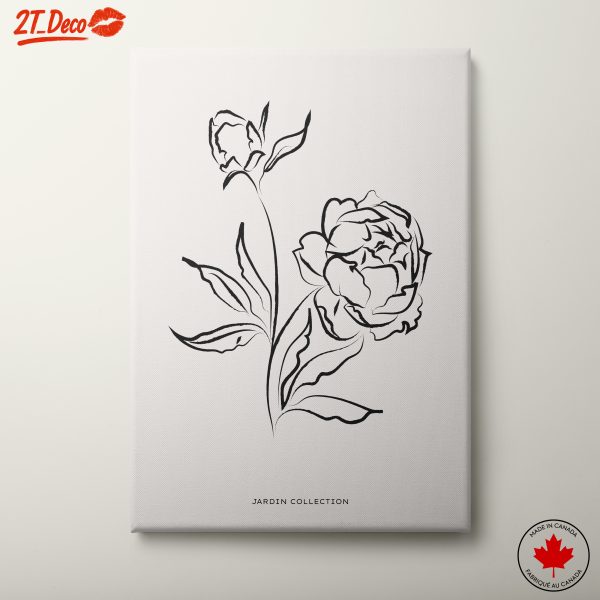 Elegant Botanical Line Drawing of Flowers