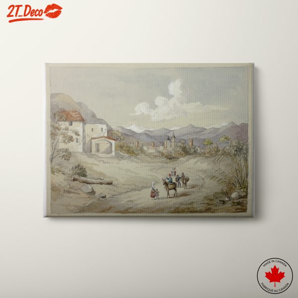 Serene Mountain Landscape with Travelers