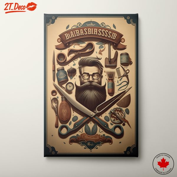Vintage Barber Tools and Mustache Art