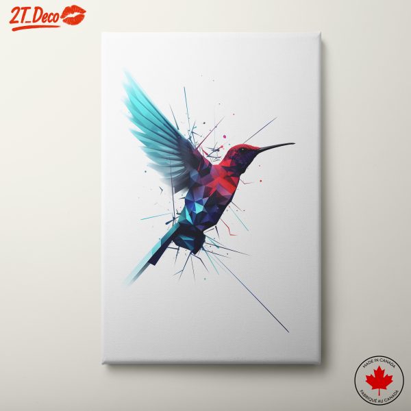 Colorful Geometric Hummingbird Art