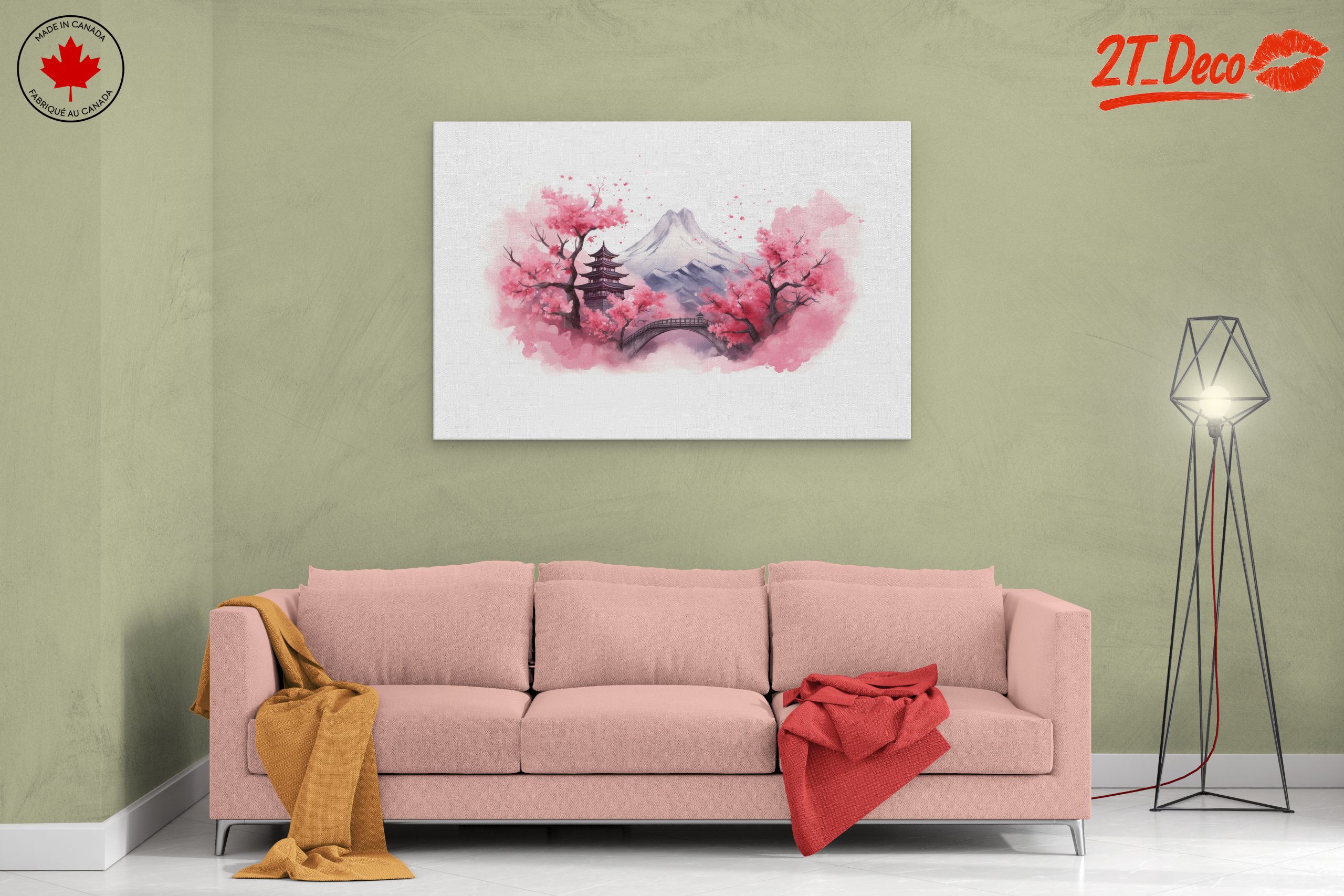 Serene Fantasy Landscape with Cherry Blossoms - Image 2
