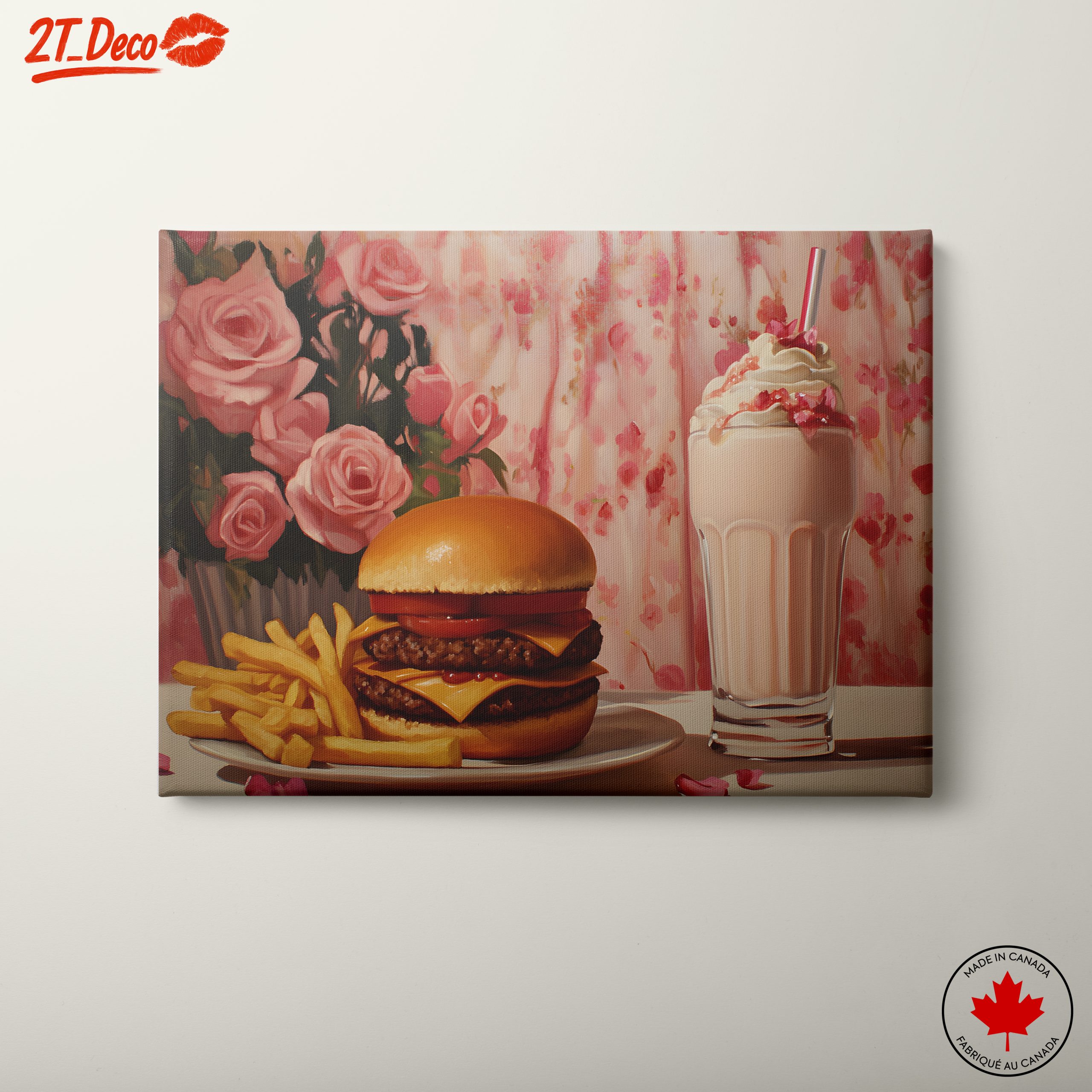 Delicious Abstract Food Art with Burgers and Milkshake