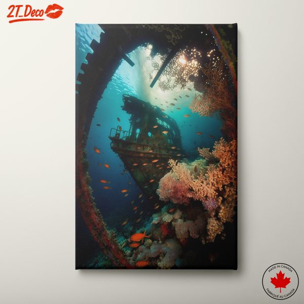 Underwater Shipwreck with Colorful Coral