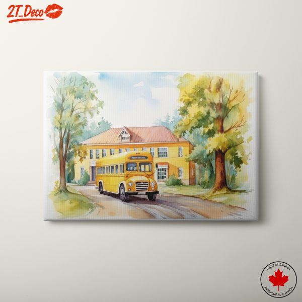 Vibrant Contemporary Landscape of a School Bus