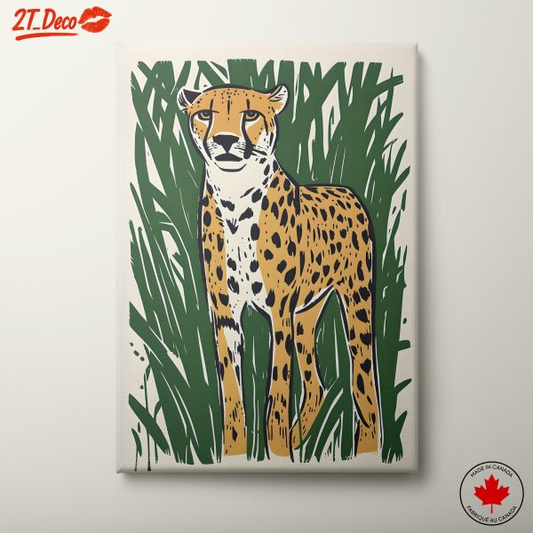 Stylized Cheetah in Lush Greenery