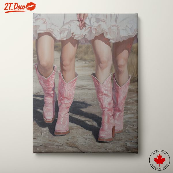 Modern Portrait of Figures in Pink Boots