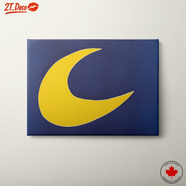 Bold Yellow Crescent on Deep Blue Background Art