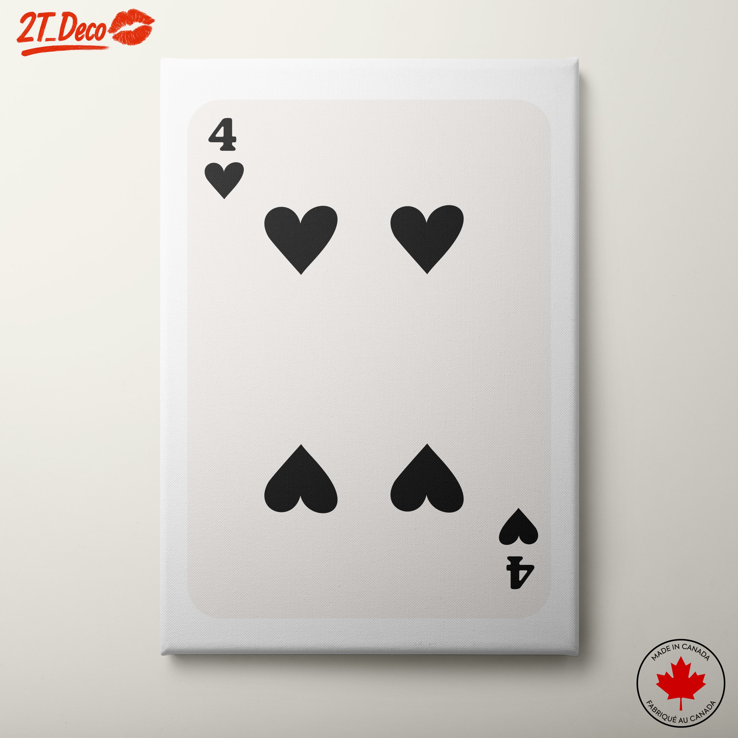 Four of Hearts Playing Card Art