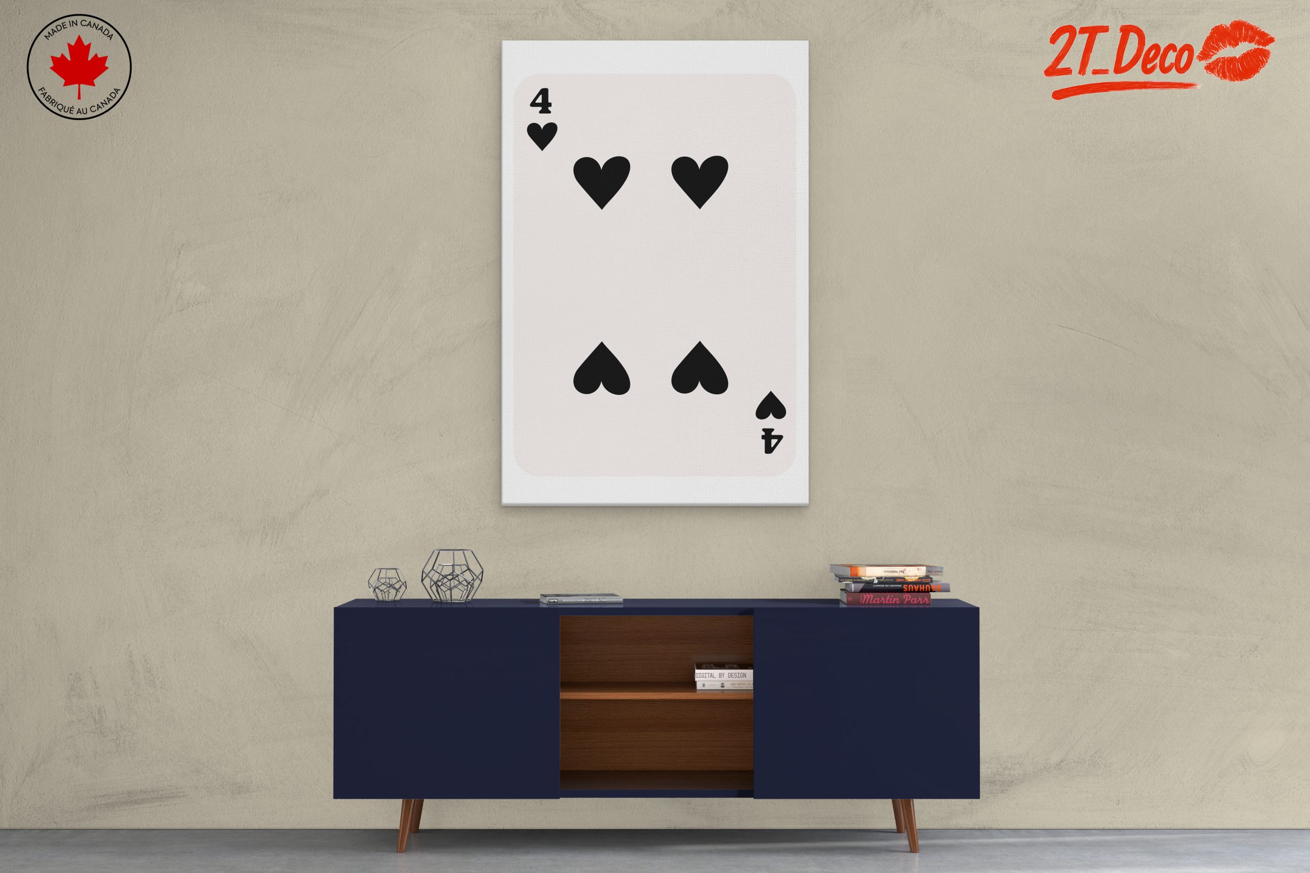 Four of Hearts Playing Card Art - Image 3