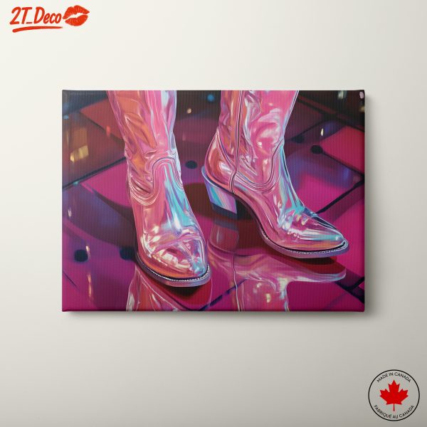 Glossy Cowboy Boots on Colorful Background