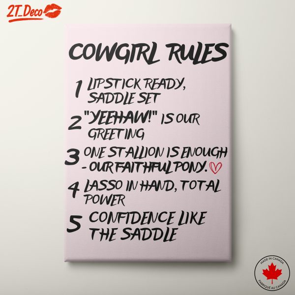 Cowgirl Rules Inspirational Typography Art