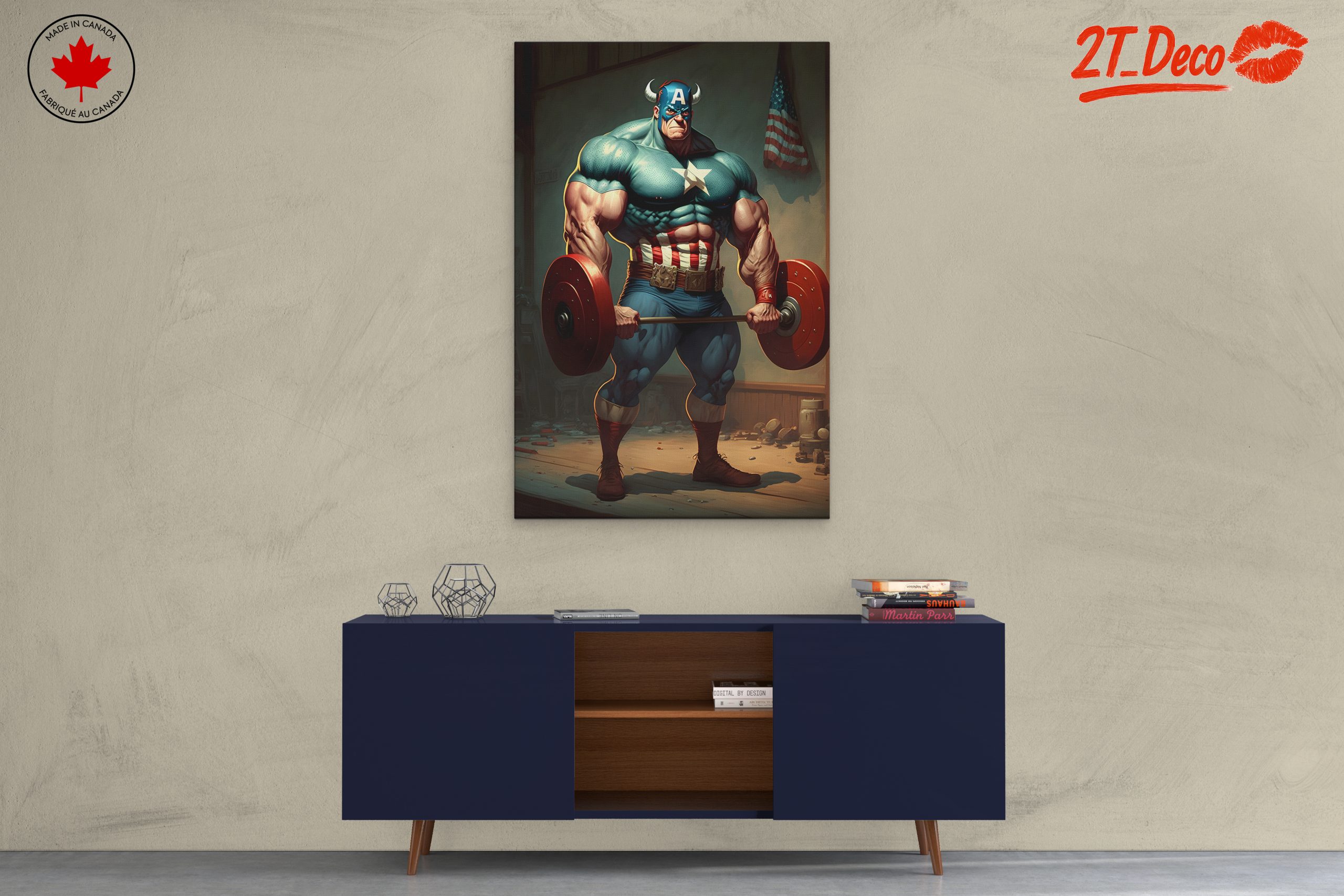 Dynamic Superhero Lifting Weights Art - Image 3