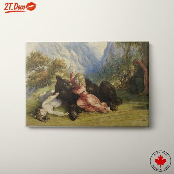 Whimsical Character Art Featuring Girls and Bear