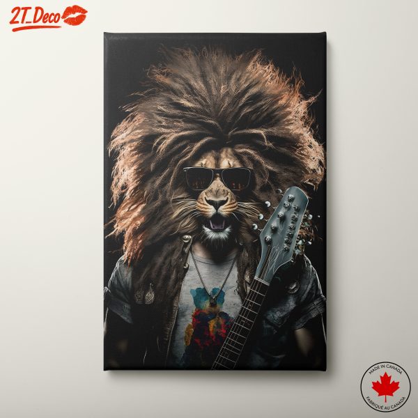 Lion Playing Guitar in Rock Style