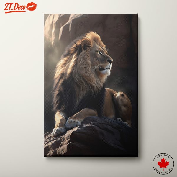 Majestic Lion Portrait on Rocky Outcrop